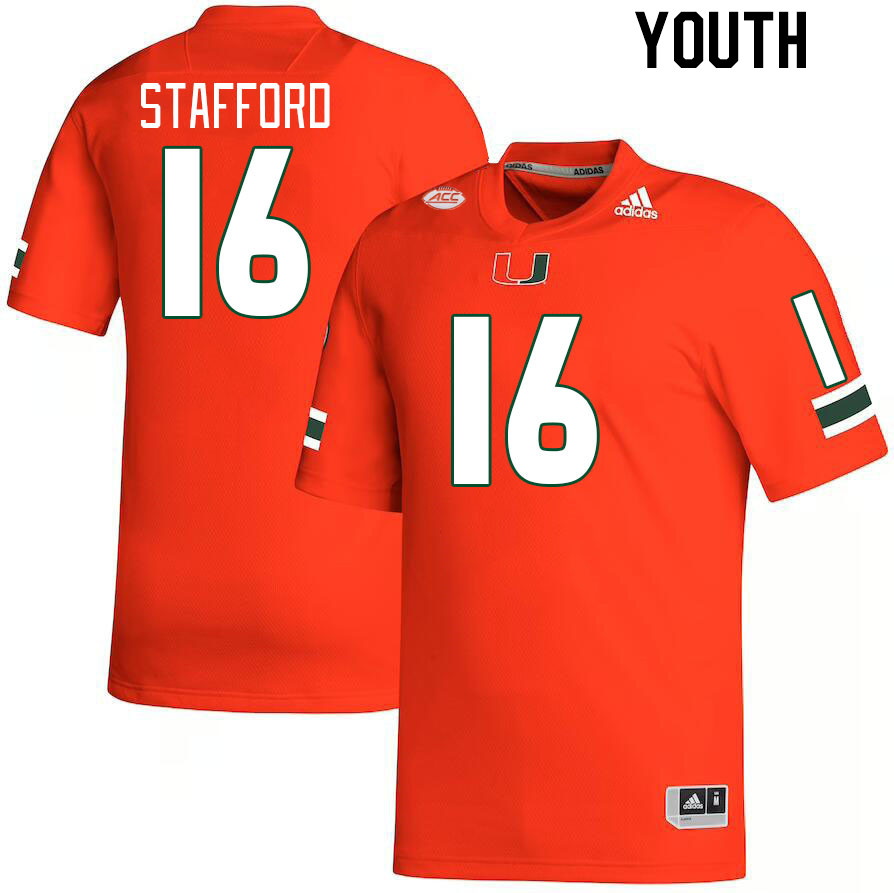 Youth #16 Robert Stafford Miami Hurricanes College Football Jerseys Stitched Sale-Orange